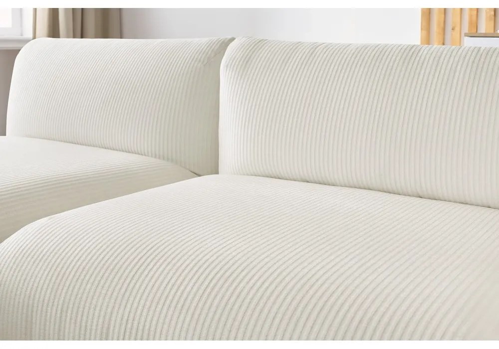 Divano angolare in velluto a coste bianco (angolo sinistro) Lecomte - Bobochic Paris