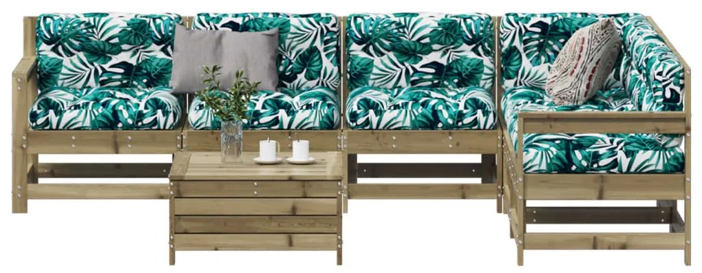 Set divani da giardino 7pz con cuscini legno impregnato di pino