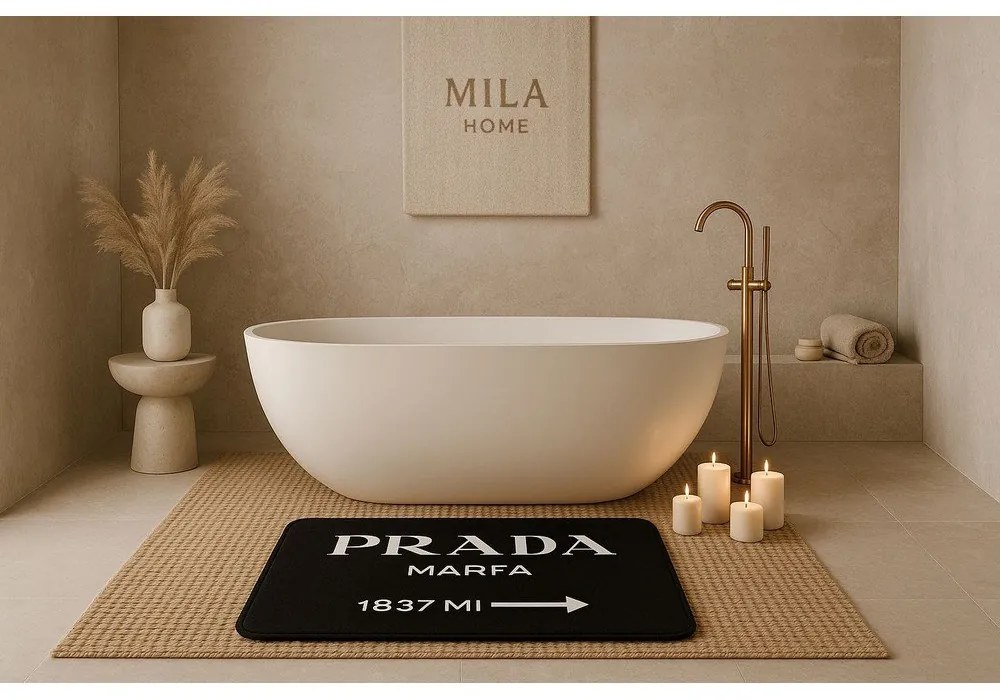 Tappetino per il bagno nero in velluto 60x100 cm Prada – Mila Home
