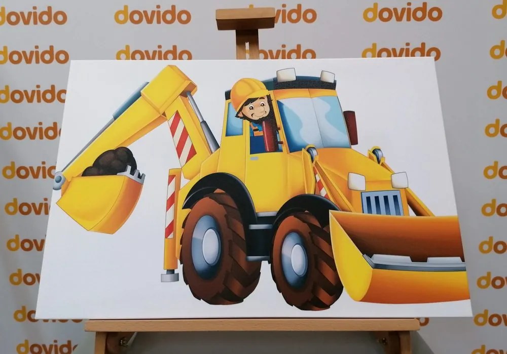 Quadro su tela – Escavatore per bambini