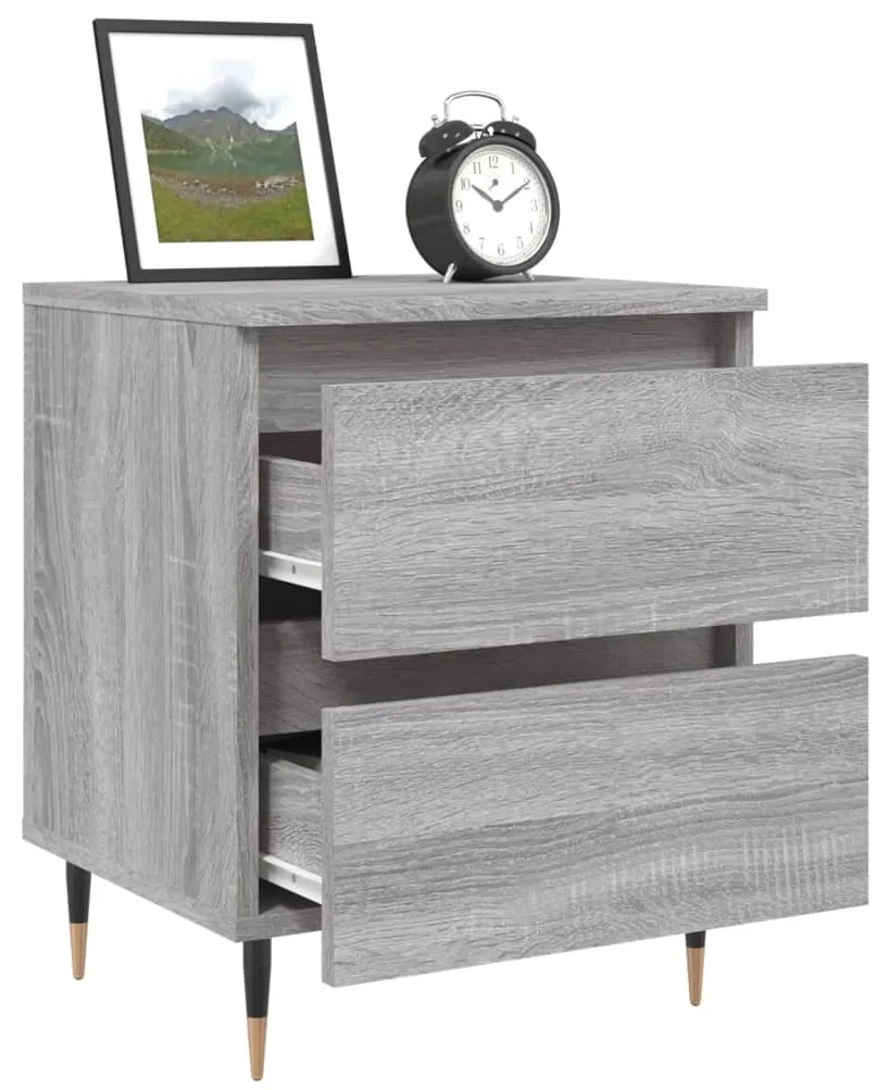 Comodini 2pz grigio sonoma 40x35x50 cm in legno multistrato