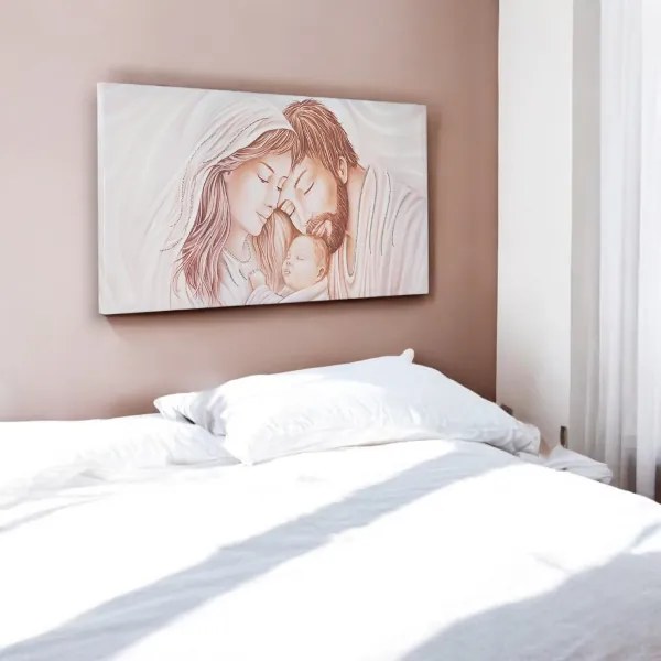 Quadro in tela 50x100 cm tema Nativitŕ con particolari a rilievo