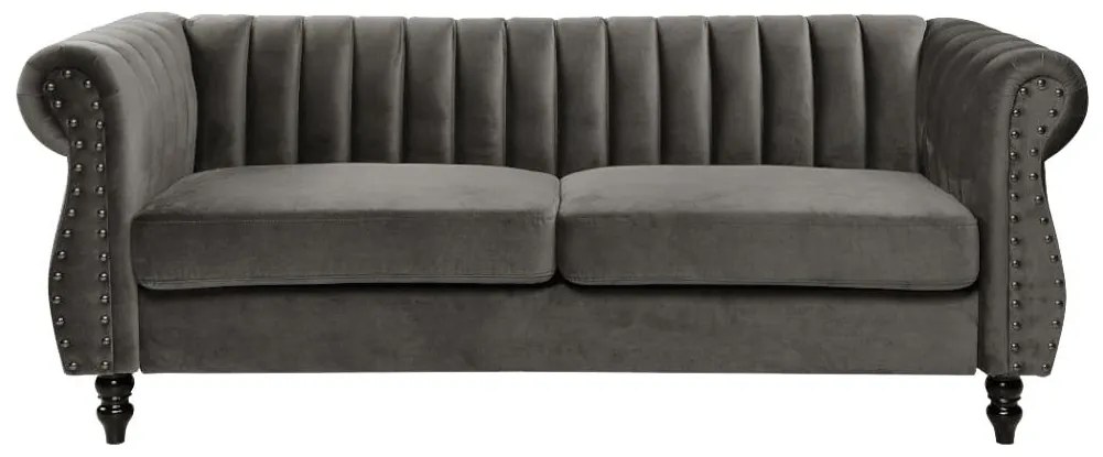 Divano chesterfield 3 posti in Velluto Antracite - TRUMBO