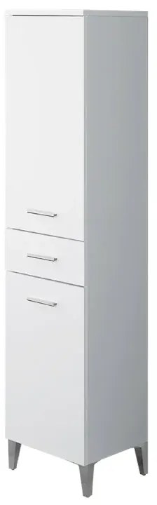 Colonna bagno dappoggio H 153,5 cm bianco con 2 ante e cassetto Desya
