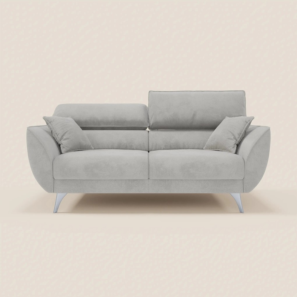 Michelangelo divano 2 e 3 posti con sedute allungabili e poggiatesta reclinabili in tessuto smacchiabile T30