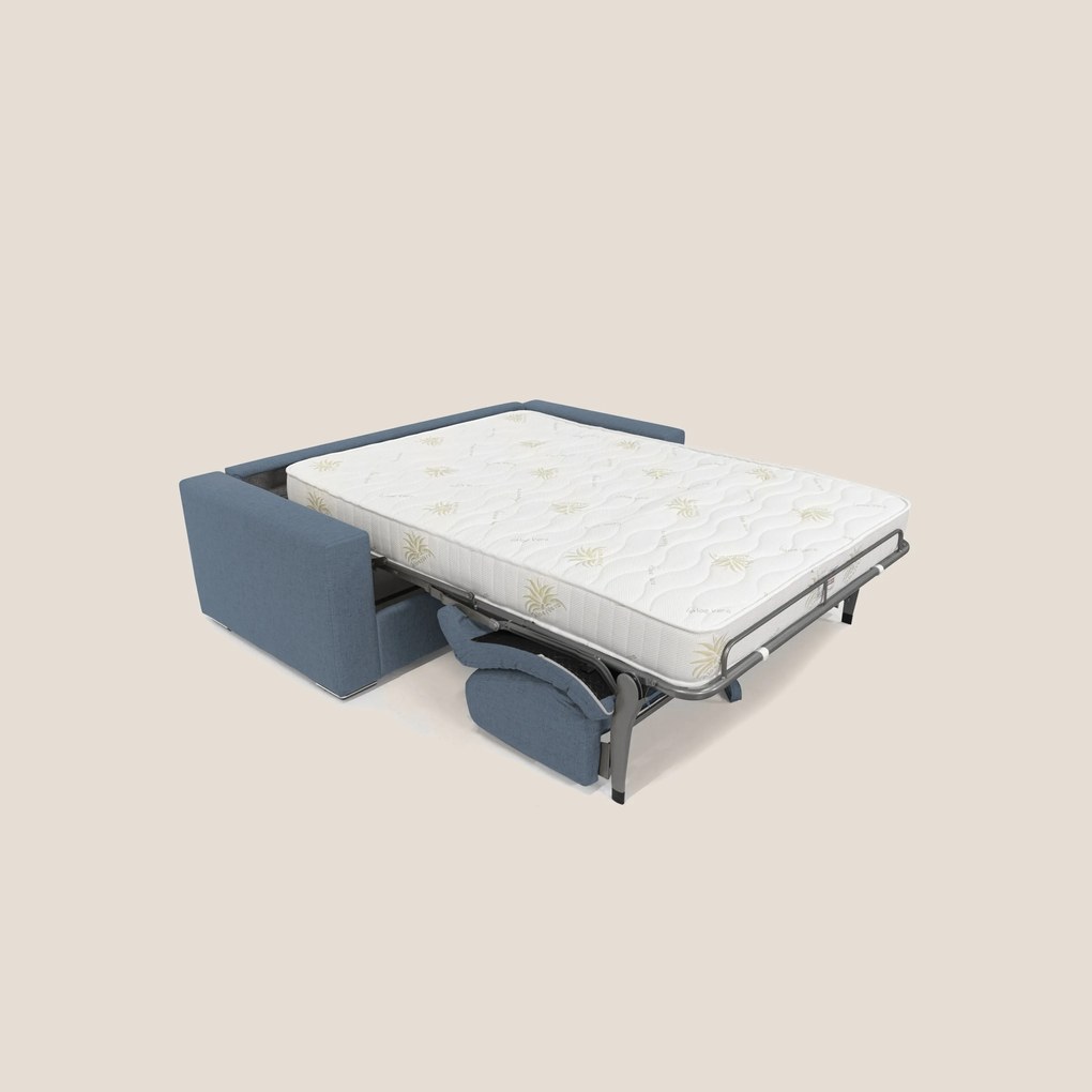 Nixon Divano letto matrimoniale con materasso 20 cm in tessuto impermeabile T03 blu
