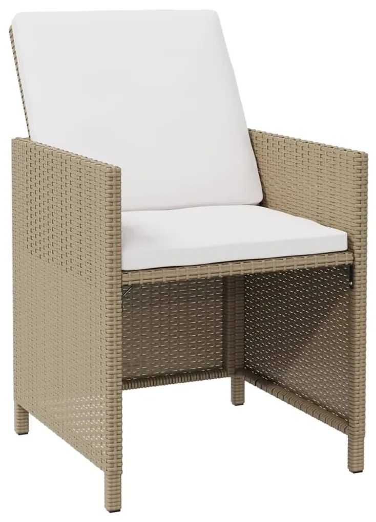 Set da pranzo per giardino 5 pz con cuscini in polyrattan beige
