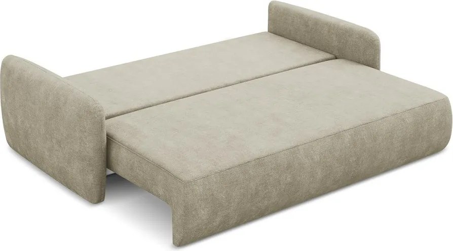 Divano beige allungabile/con contenitore con rivestimento in ciniglia 218 cm Lilo – Makamii