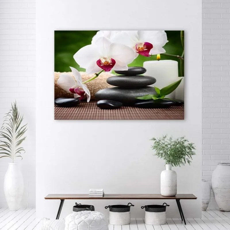 Quadro su tela, Fiori di orchidea zen  Dimensioni 120x80