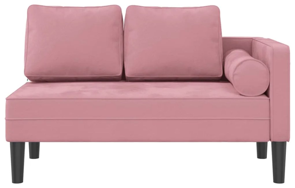 Chaise lounge con cuscini rosa in velluto