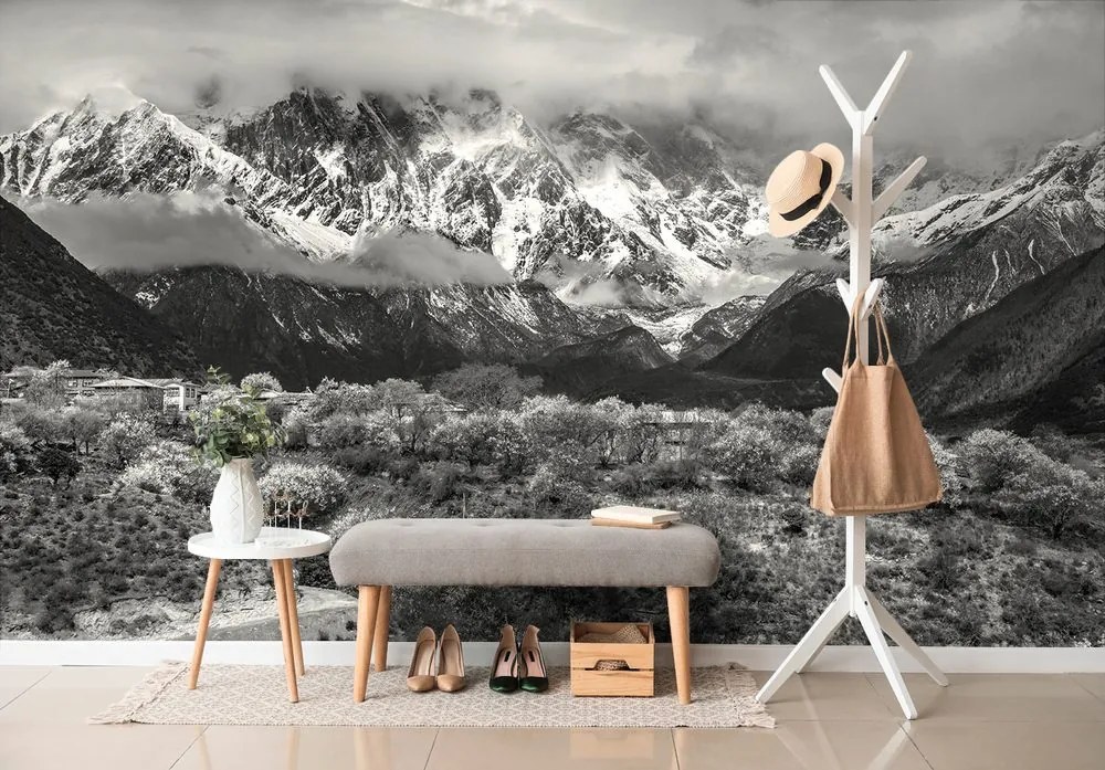 Fotomurale – Paesaggio montano unico in bianco e nero