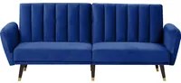 Divano Letto Blu Navy Letto Convertibile In Velluto Tappezzeria Elegante Glam Moderno Soggiorno Camera Da Letto