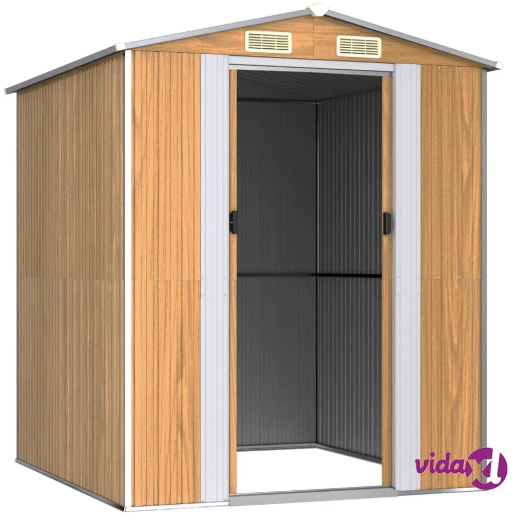 vidaXL Capanno Giardino Marrone Chiaro 192x191x223 cm Acciaio Zincato