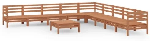 Set Divani da Giardino 10 pz in Legno Massello di Pino Miele