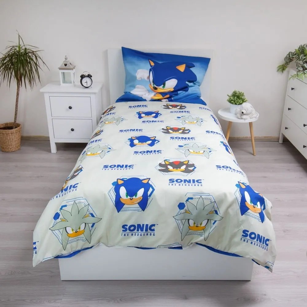 Set copripiumino e federa da bambini blu in microfibra per letto singolo 140x200 cm Sonic – Jerry Fabrics