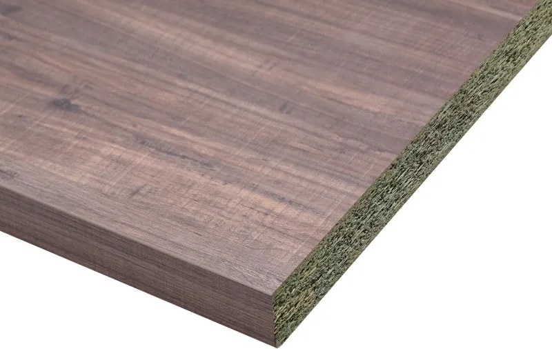Piano cucina in truciolare rivestito in laminato hpl legno noce naturale Vintage L 304 x P 63 cm, spessore 3.8 cm