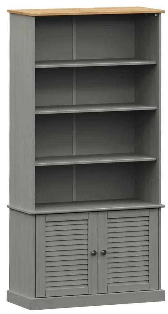 Libreria vigo 85x35x170 cm in legno massello di pino grigio