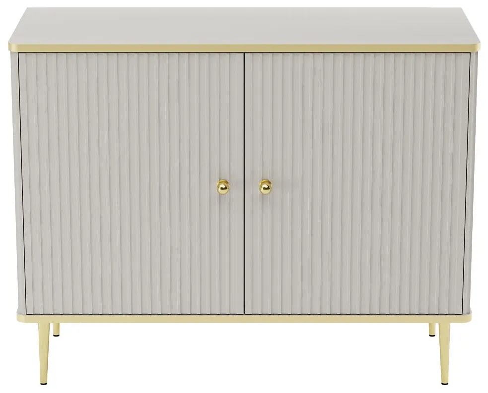 Credenza alta con 2 ante in MDF e Acciaio Beige e Dorato - SINEAD di Pascal MORABITO