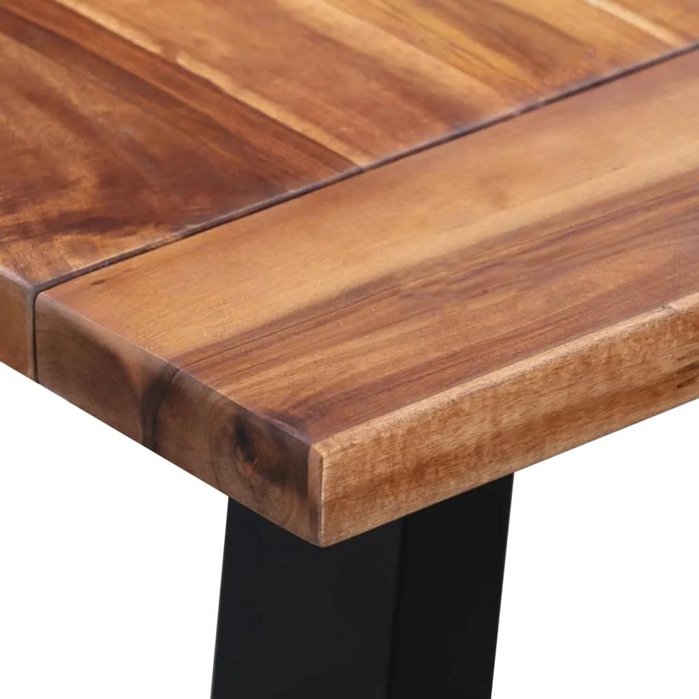 Tavolo da pranzo 180x90x75 cm in legno massello acacia e vetro