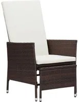 Sedia da Giardino Reclinabile con Cuscino in Polyrattan Marrone 310229