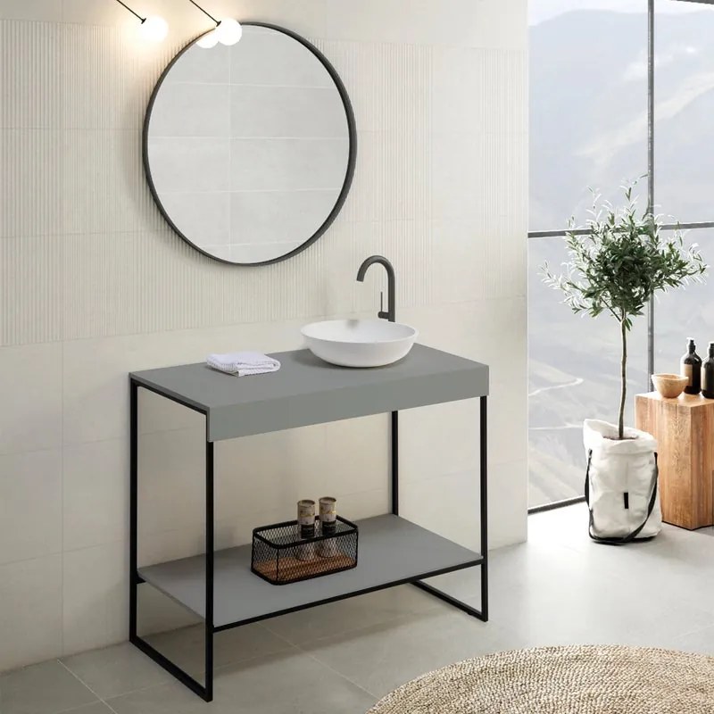 Mobile da bagno sotto lavabo Alec antracite L 80 x H 90 x P 48 cm, lavabo non incluso