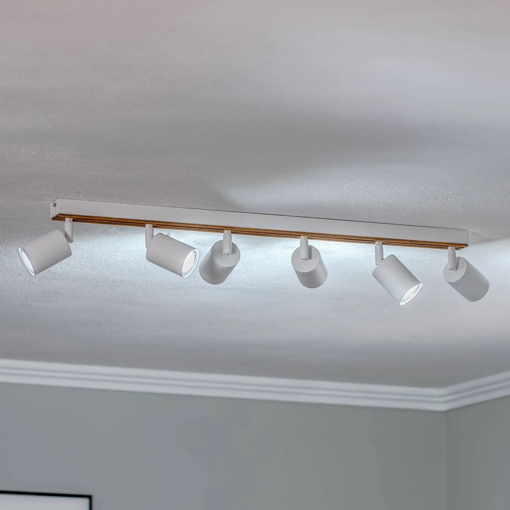 Envostar Tino Faretto da soffitto a 6 luci bianco/legno