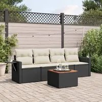 Set Divani da Giardino 5 pz con Cuscini in Polyrattan Nero 3224439