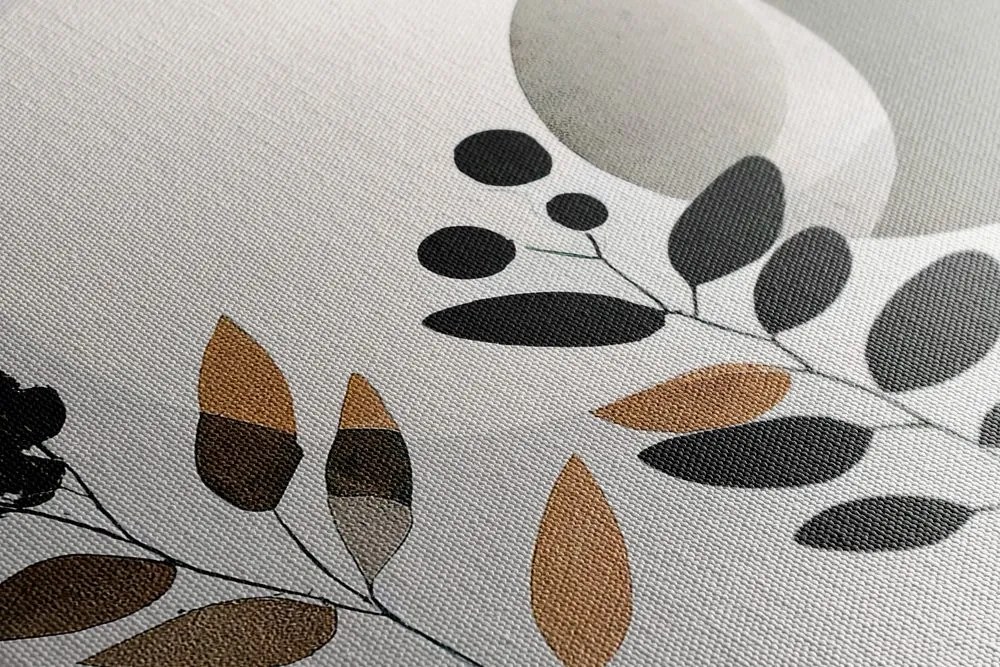 Stampa su tela – Foglie minimaliste con sfondo boho