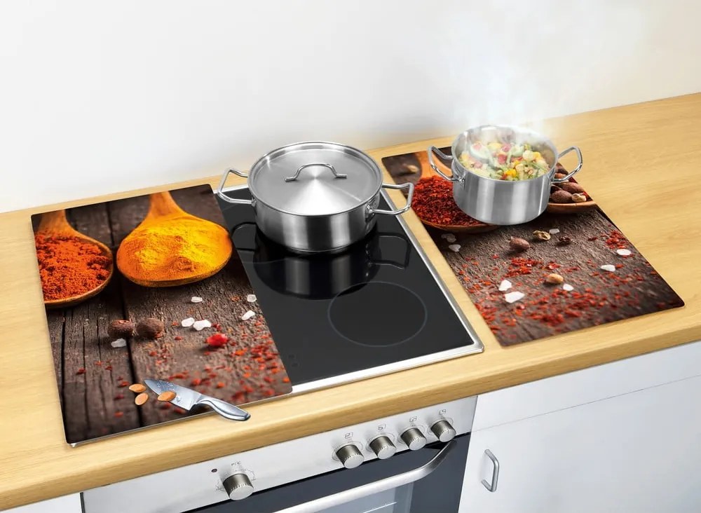 Set di copri fornelli in vetro temperato 2 pz 30x52 cm Curry – Allstar