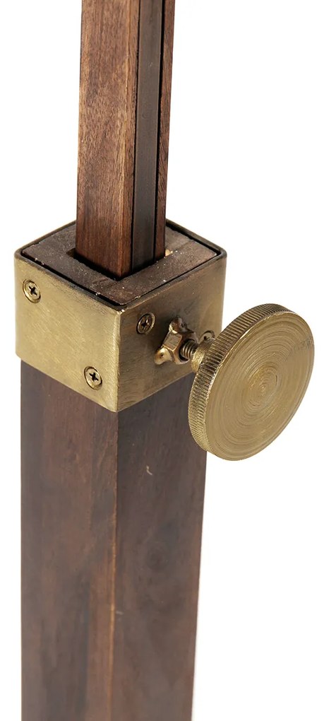 Lampada da terra industriale in bronzo con legno regolabile - Haicha