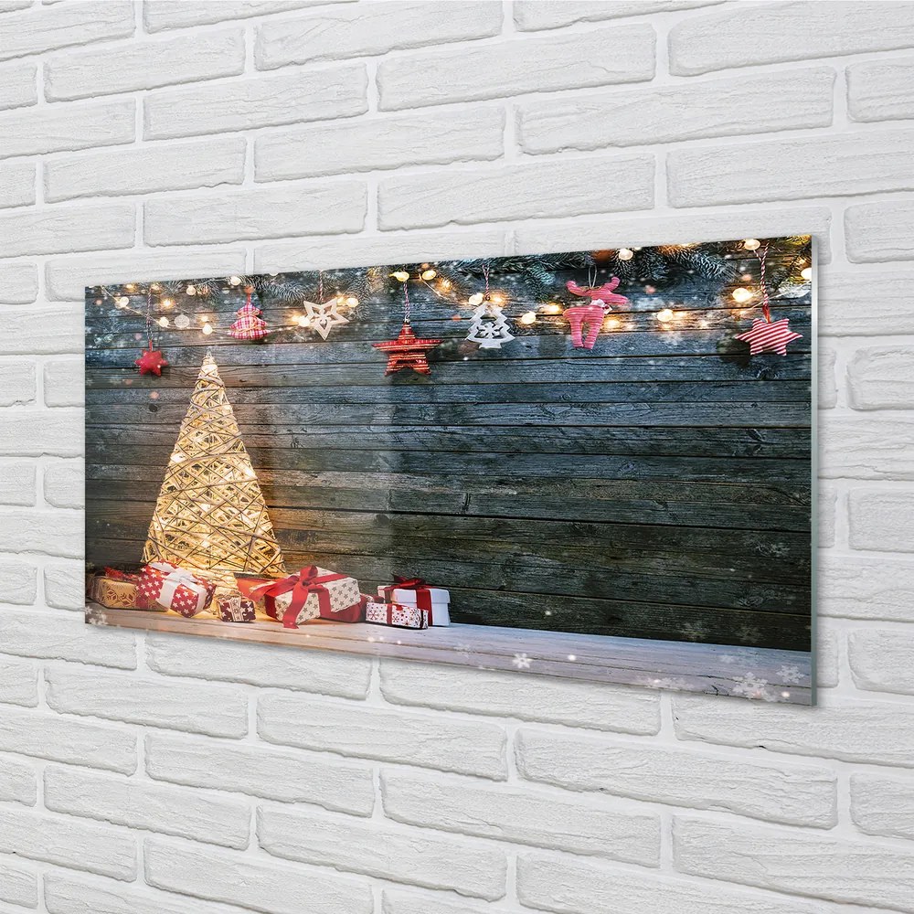 Quadro su vetro acrilico Decorazioni per regali dell'albero di Natale 100x50 cm