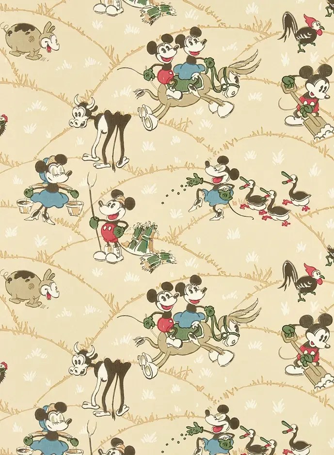 Sanderson Carta da parati Mickey at the Farm - Butterscotch