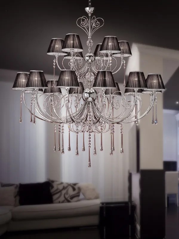 Lampadario 18 luci - 711/12+6 -Fashion Crystal - Arredoluce Cromo