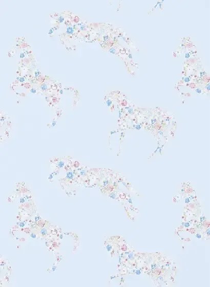 Pretty Ponies - Kindertapete von Sanderson - Blau