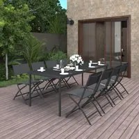 Set da Pranzo per Giardino 9 pz in Acciaio 3073507