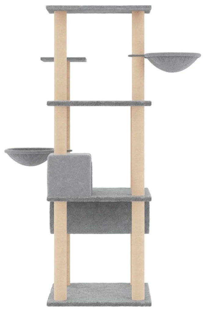 Albero per gatti con tiragraffi in sisal grigio chiaro 141 cm