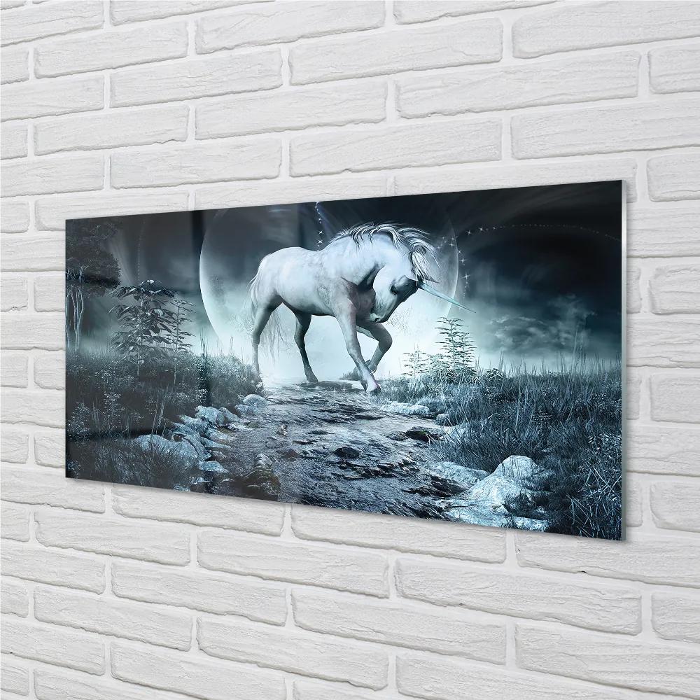 Quadro acrilico Forest Unicorn Moon 100x50 cm
