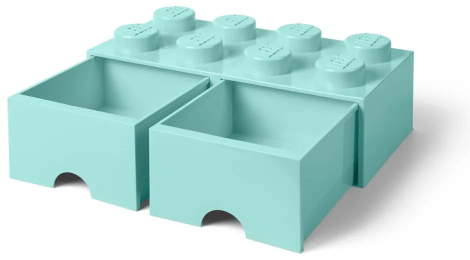 Scatola portaoggetti verde menta con due cassetti - LEGO®