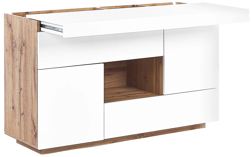 Credenza bianco e legno chiaro GORAN Beliani