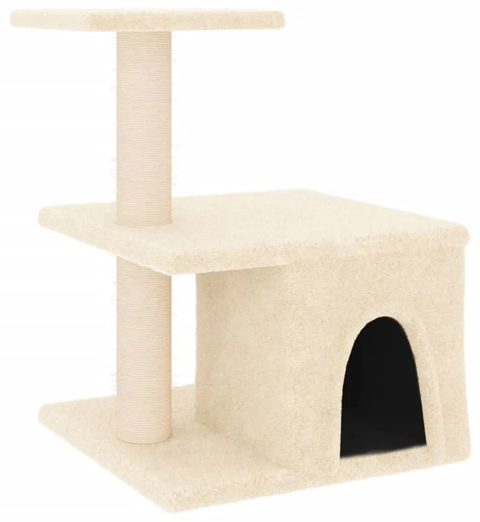 Albero per gatti con tiragraffi in sisal crema 48 cm