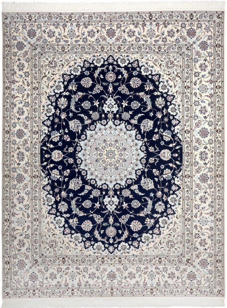 Nain Tappeto 210 x 260 Blu (Iran) Annodato A Mano