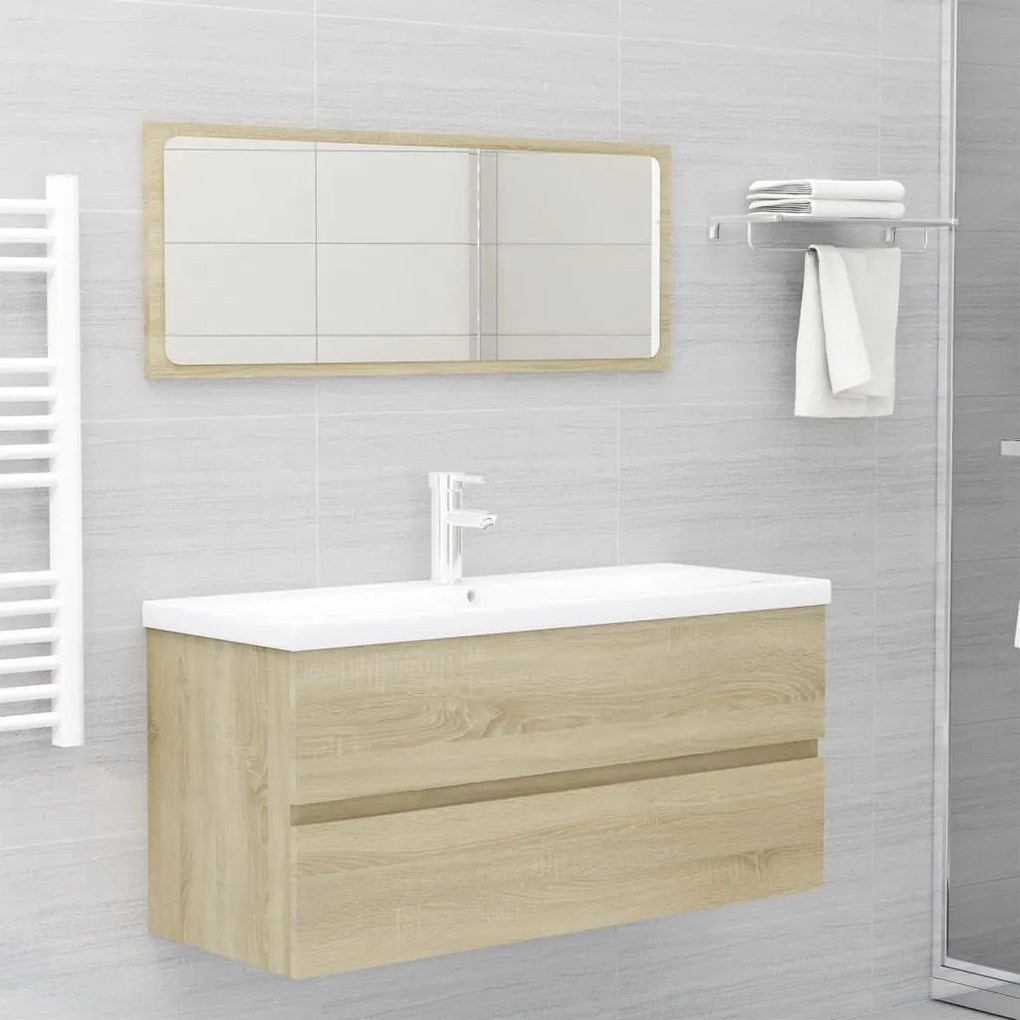 Mobile con lavabo integrato rovere sonoma in legno multistrato