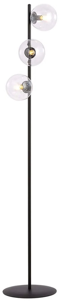 Piantana Minimal Durga Acciaio Nero Trasparente 3 Luci E14 Ip20