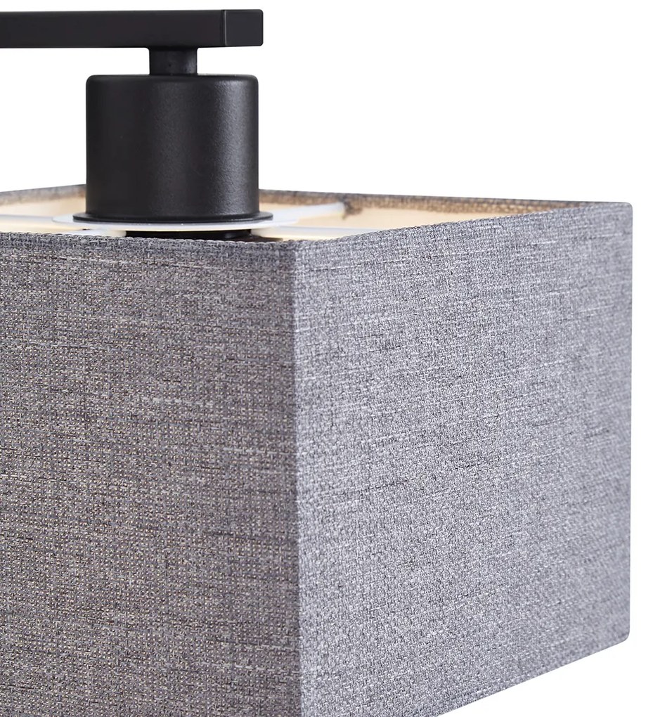 Applique da parete moderna nera con quadrato grigio e luce di lettura - Puglia