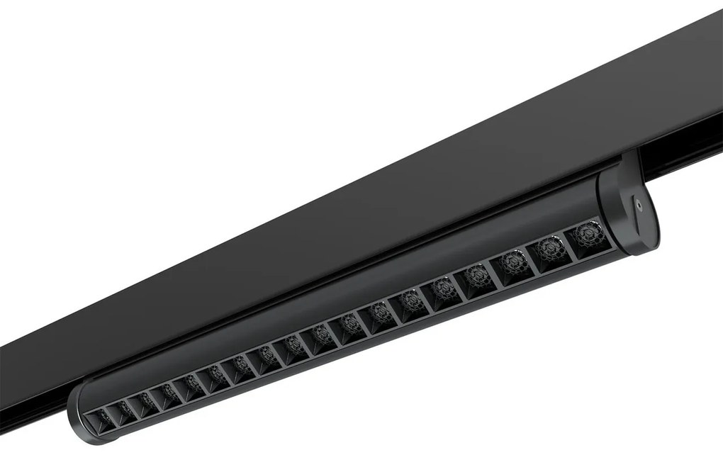 Faro LED Lineare 18W Magnetico 36cm CRI92 UGR16 Nero 48V Colore Bianco Caldo 3.000K