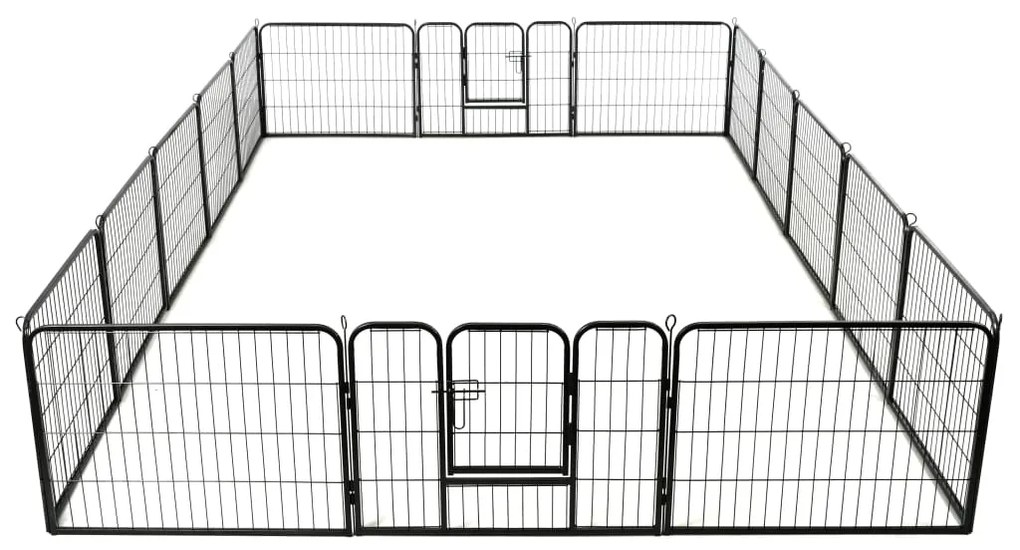 Box per cani con 16 pannelli in acciaio 60x80 cm nero