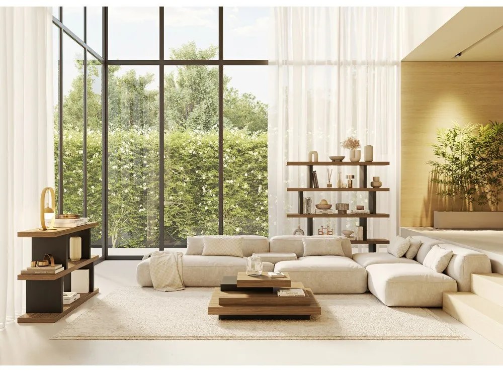 Libreria marrone-nera in noce 163x172 cm Step - TemaHome