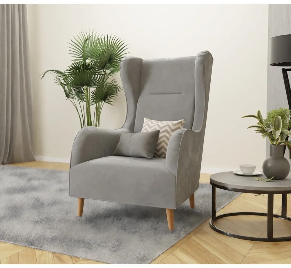 Poltrona in velluto grigio chiaro Carole - Ropez