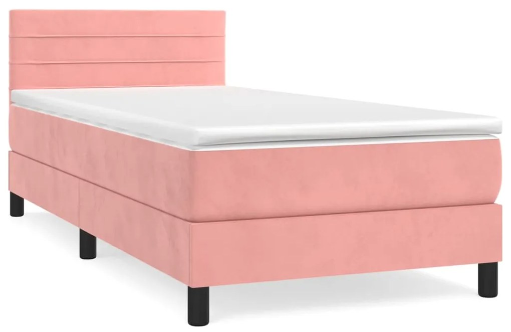 Giroletto a molle con materasso rosa 80x200 cm in velluto