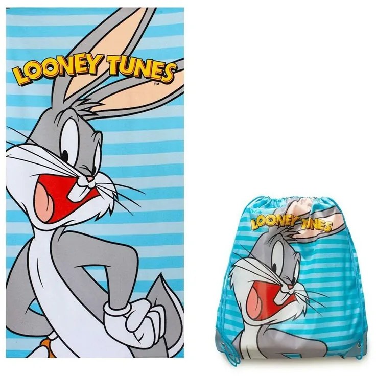 Telo Mare Looney Tunes con Sacca  Colore Azzurro